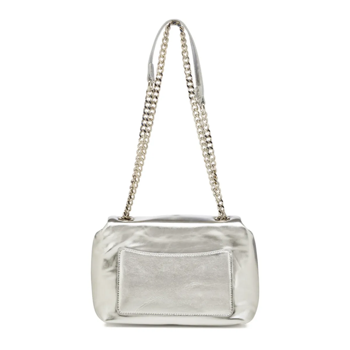Borse a tracolla argento da Donna con catena e logo in metallo Donna Scarpe Eleganti|Borse Cerimonia