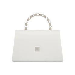 Online Borsetta da donna bianca con manico in metallo decorato con strass Donna Clutch & Pochette|Scarpe Eleganti
