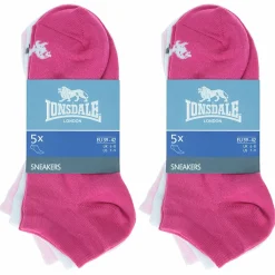 Outlet Calzini corti 5 paia da Donna rosa bianco e fucsia Donna Calzini Sportivi|Calzini Donna