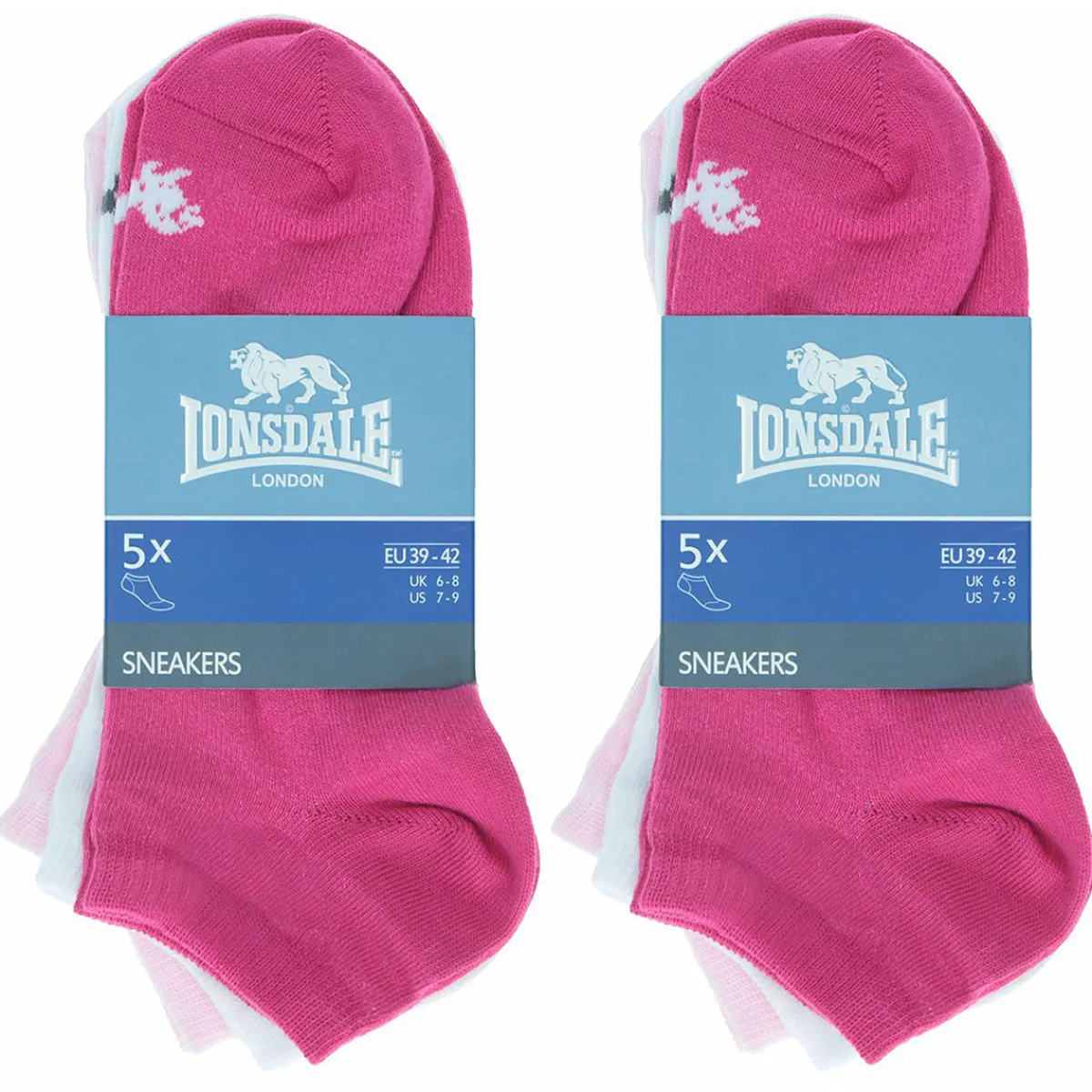 Outlet Calzini corti 5 paia da Donna rosa bianco e fucsia Donna Calzini Sportivi|Calzini Donna