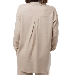 Online Camicia Beige da Donna in Misto Lino a Manica Lunga Donna Camicie Donna|Abbigliamento Moda Donna