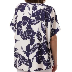 Hot Camicia Blu da Donna con collo alla Coreana e fantasia floreale Donna Camicie Donna|Abbigliamento Moda Donna