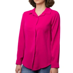 Camicia da donna fucsia in tessuto velato Donna Camicie Donna