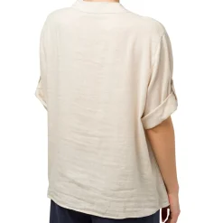 Hot Camicia da donna misto lino beige Donna Abbigliamento Moda Donna|Camicie Donna