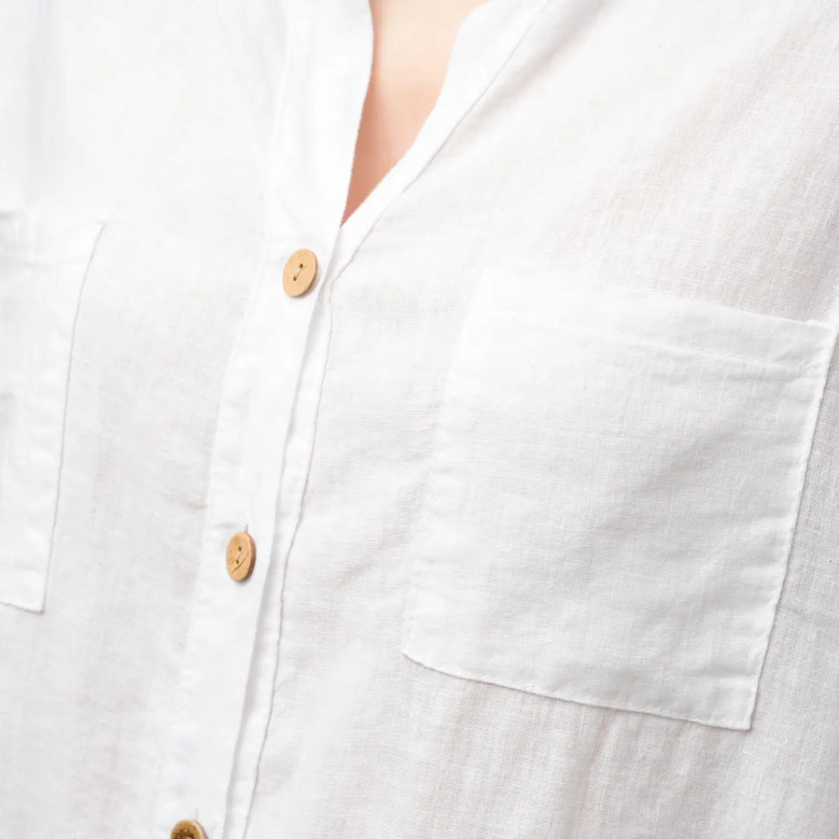 Discount Camicia da donna misto lino bianca Donna Camicie Donna|Abbigliamento Moda Donna