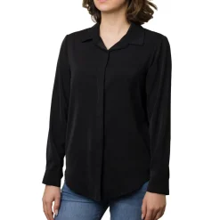 Hot Camicia da donna nera in tessuto velato Donna Camicie Donna