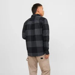 Camicia da uomo nera e grigia con bottoni Uomo Camicie Uomo