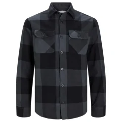 Camicia da uomo nera e grigia con bottoni Uomo Camicie Uomo