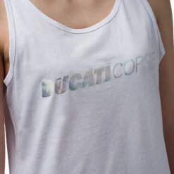 New Canotta bianca da donna con logo argento Corse Donna Abbigliamento Ducati|Abbigliamento Sportivo Donna