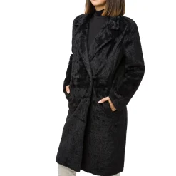 Best Cappotto lungo da donna nero con bottoni Donna Giacche E Cappotti Donna|Abbigliamento Moda Donna