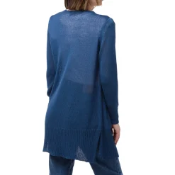 Cardigan blu da Donna con tasche Donna Pullover E Cardigan|Abbigliamento Moda Donna