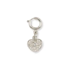 Outlet Charm Cuore lucchetto strass argento accessorio scarpe Donna Charms ✨