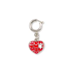 Outlet Charm Cuore Puzzle rosso e argento per scarpe e borse Donna Charms ✨
