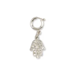 Clearance Charm Mano di Fatima strass argento portafortuna Donna Charms ✨