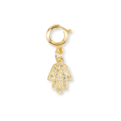 Outlet Charm Mano di Fatima strass oro portafortuna Donna Charms ✨