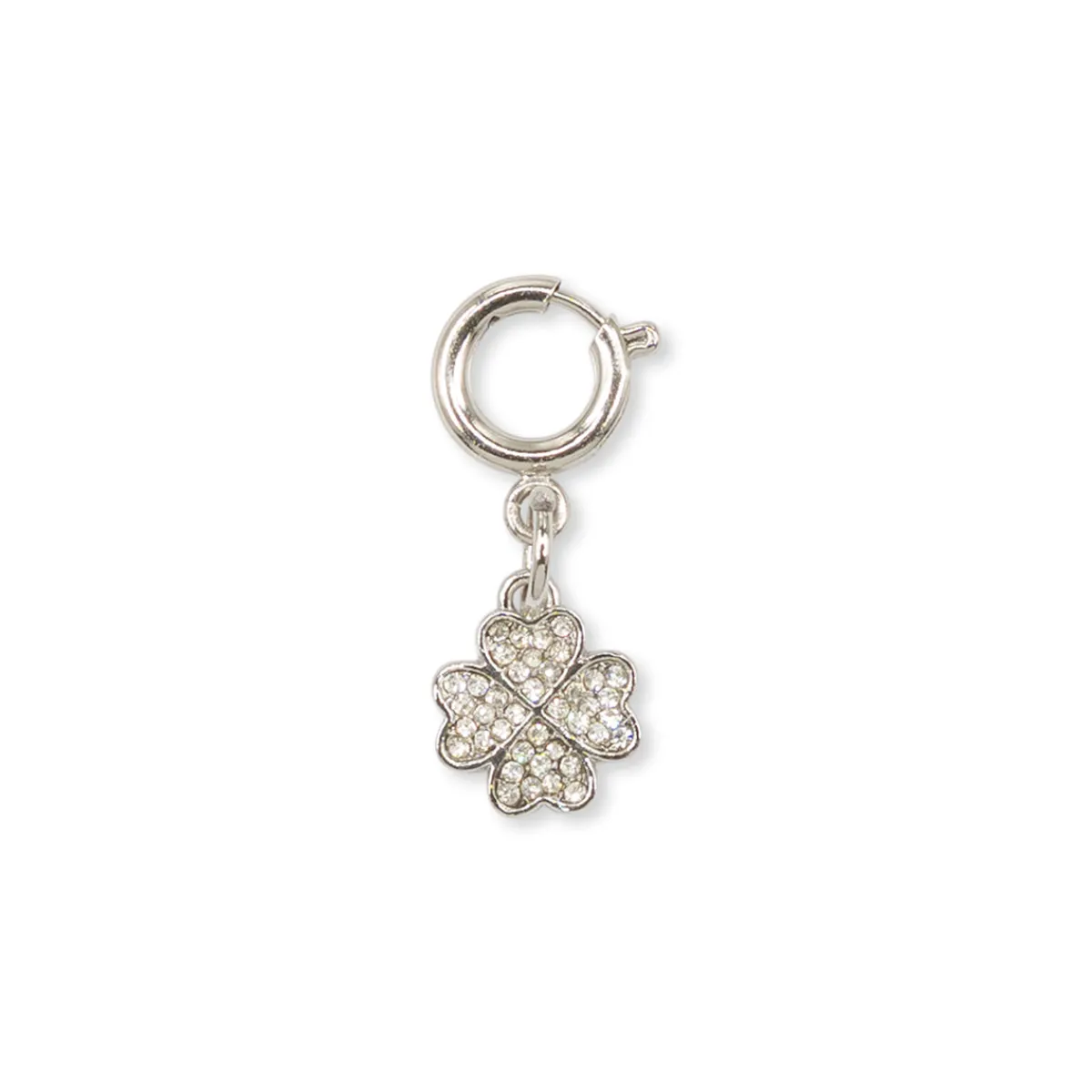 Hot Charm Quadrifoglio strass argento portafortuna decorazione scarpe Donna Charms ✨