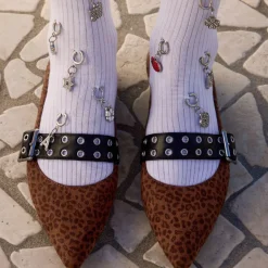 Hot Charm Quadrifoglio strass argento portafortuna decorazione scarpe Donna Charms ✨