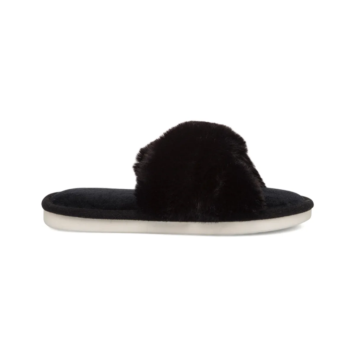 New Ciabatta a fascia in pelliccia sintetica nera da donna Donna Ciabatte Donna