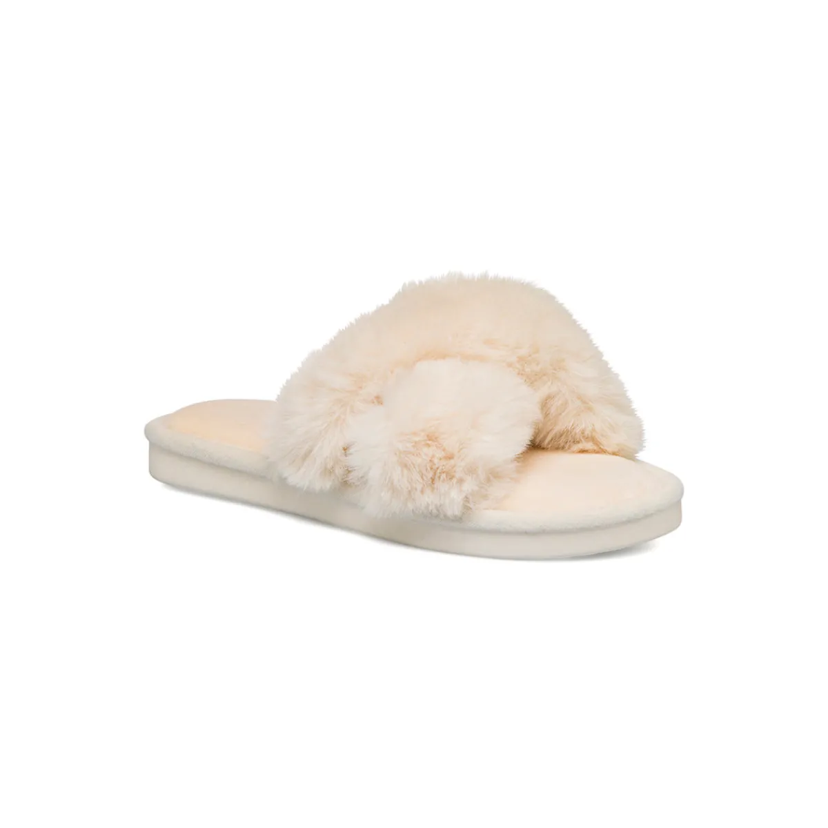 Outlet Ciabatte a fascia in pelliccia sintetica panna da donna Donna Ciabatte Donna