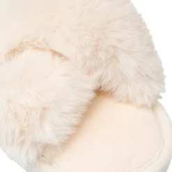 Outlet Ciabatte a fascia in pelliccia sintetica panna da donna Donna Ciabatte Donna