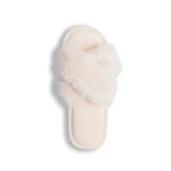 Outlet Ciabatte a fascia in pelliccia sintetica panna da donna Donna Ciabatte Donna