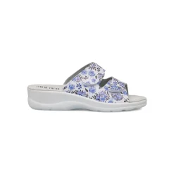 Sale Ciabatte da Donna con doppia fascia blu con stampa floreale Donna Ciabatte Donna