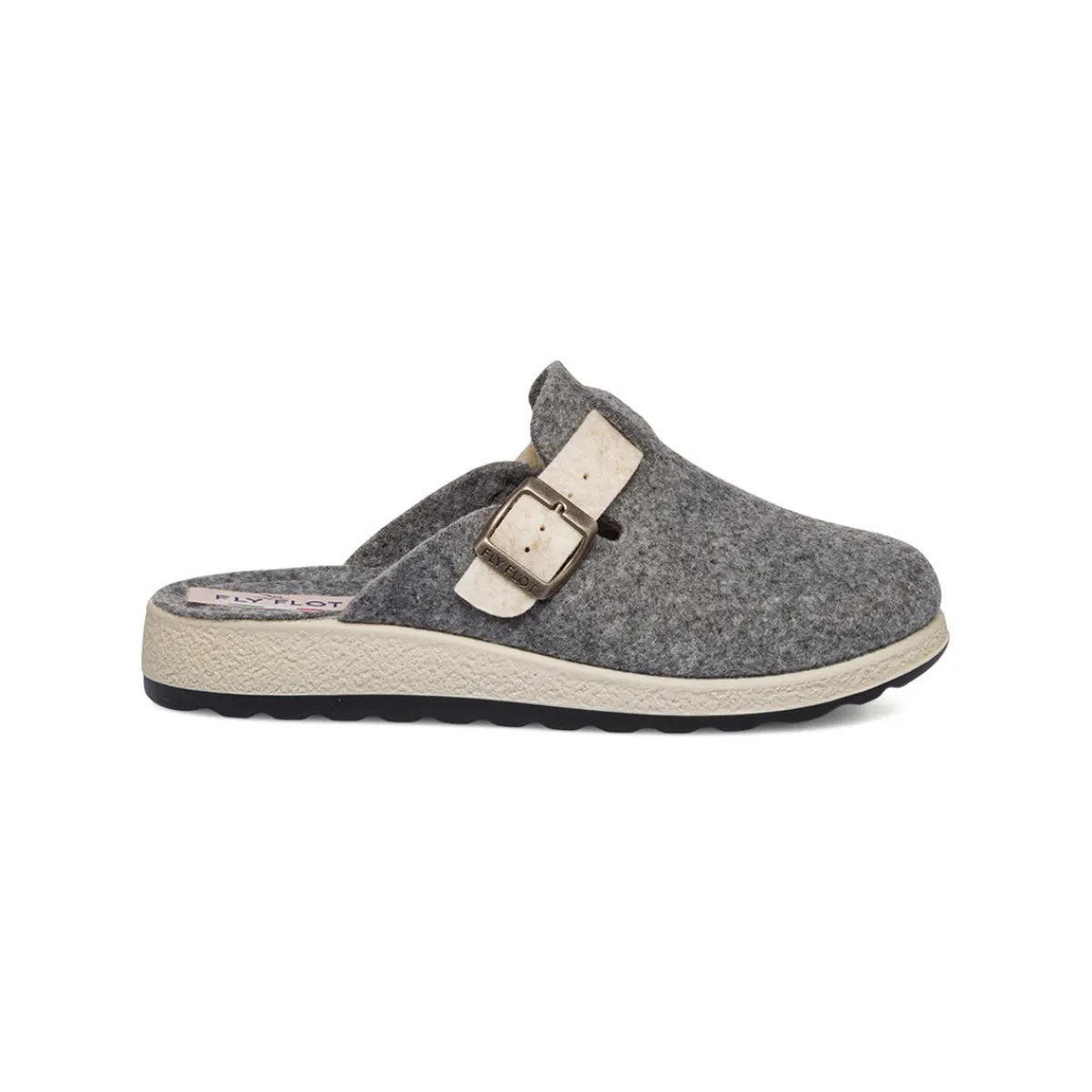 Clearance Ciabatte da Donna grigie in feltro con fibbia Donna Ciabatte Donna