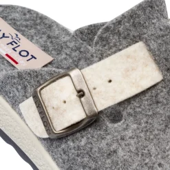 Clearance Ciabatte da Donna grigie in feltro con fibbia Donna Ciabatte Donna