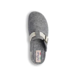 Clearance Ciabatte da Donna grigie in feltro con fibbia Donna Ciabatte Donna