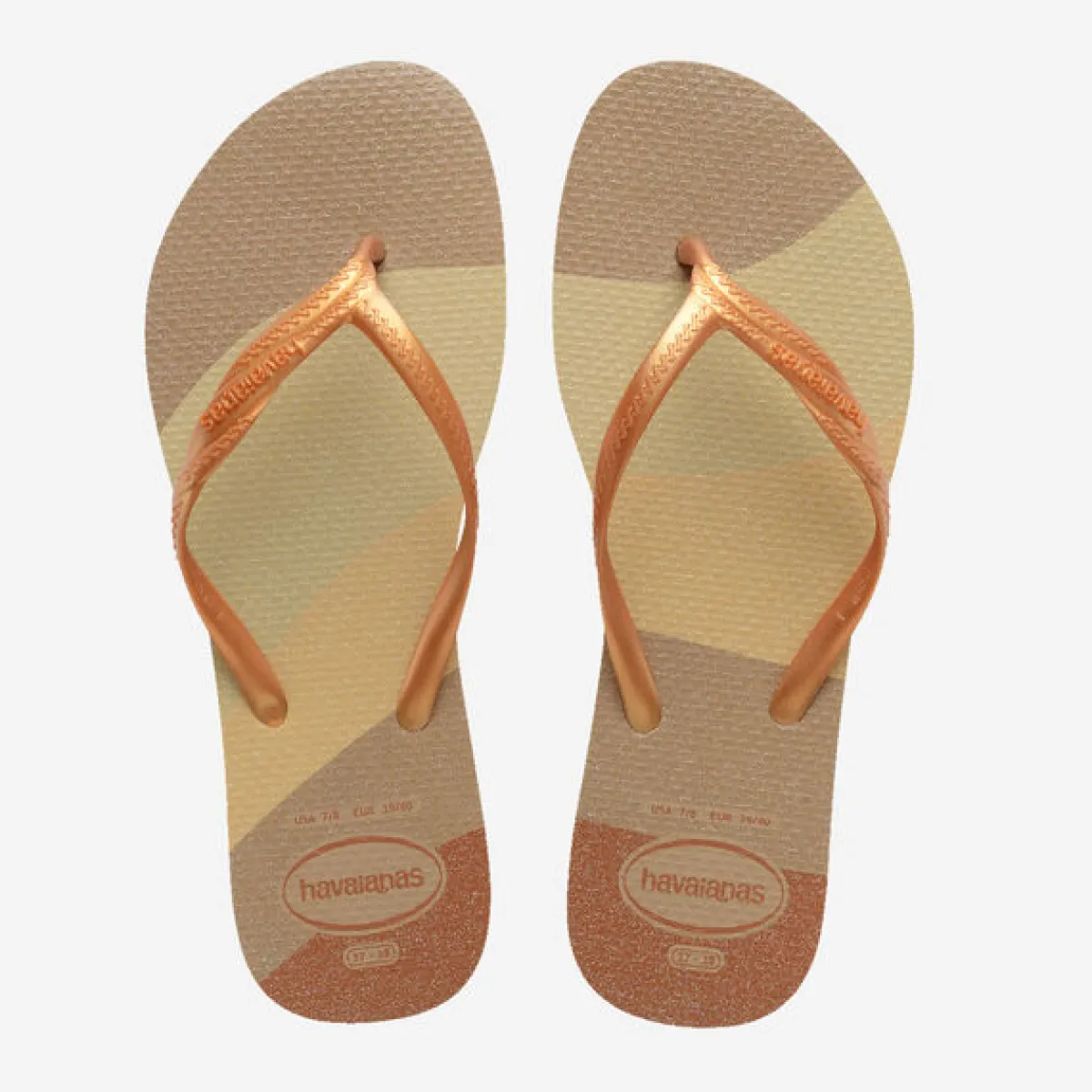 Clearance Ciabatte infradito Oro e Beige da Donna Fantasia Gloss Donna Ciabatte Donna