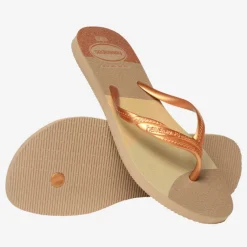Clearance Ciabatte infradito Oro e Beige da Donna Fantasia Gloss Donna Ciabatte Donna