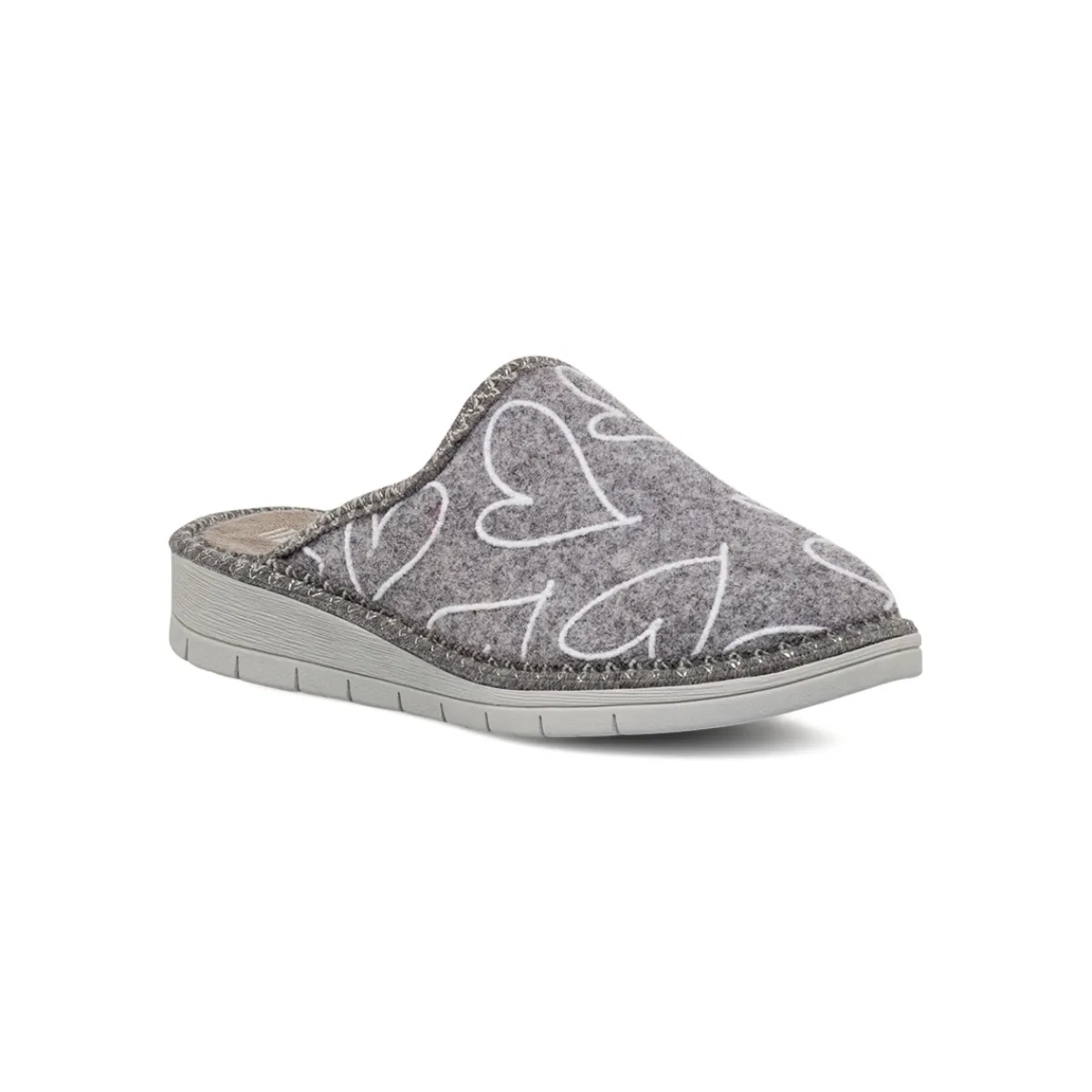 Discount Ciabatte Pantofole Grigie da Donna con Cuori Donna Ciabatte Donna