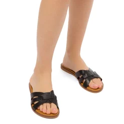 Online Ciabattine da donna nere con fascia singola intrecciata Donna Ciabatte Donna