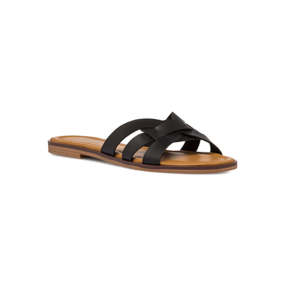 Online Ciabattine da donna nere con fascia singola intrecciata Donna Ciabatte Donna