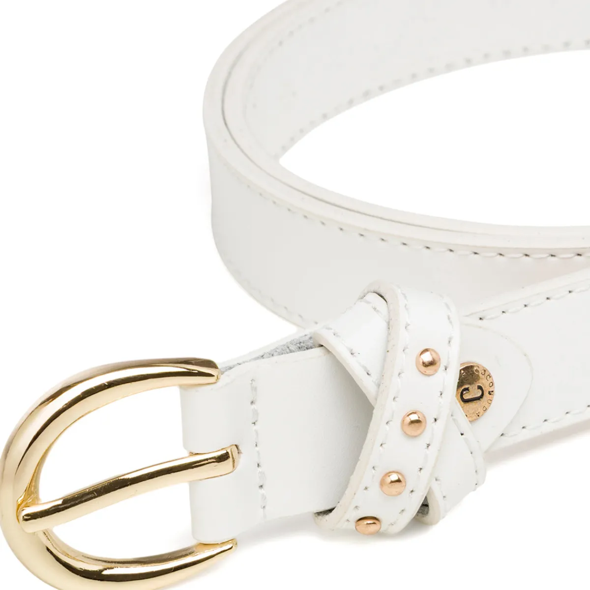 Best Cintura bianca da Donna con fibbia oro e borchie Donna Cinture Donna