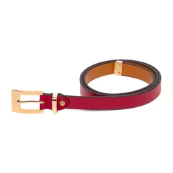 New Cintura da Donna in Pelle Rossa Elegante con Fibbia Oro Donna Cinture Donna