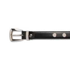 Sale Cintura da Donna Nera in Pelle con Borchie e Fibbia in Metallo Donna Cinture Donna