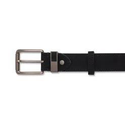 Discount Cintura da Uomo Nera con Fibbia in Metallo Satinato Uomo Cinture Uomo