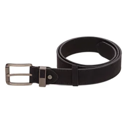 Discount Cintura da Uomo Nera con Fibbia in Metallo Satinato Uomo Cinture Uomo