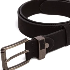 Discount Cintura da Uomo Nera con Fibbia in Metallo Satinato Uomo Cinture Uomo