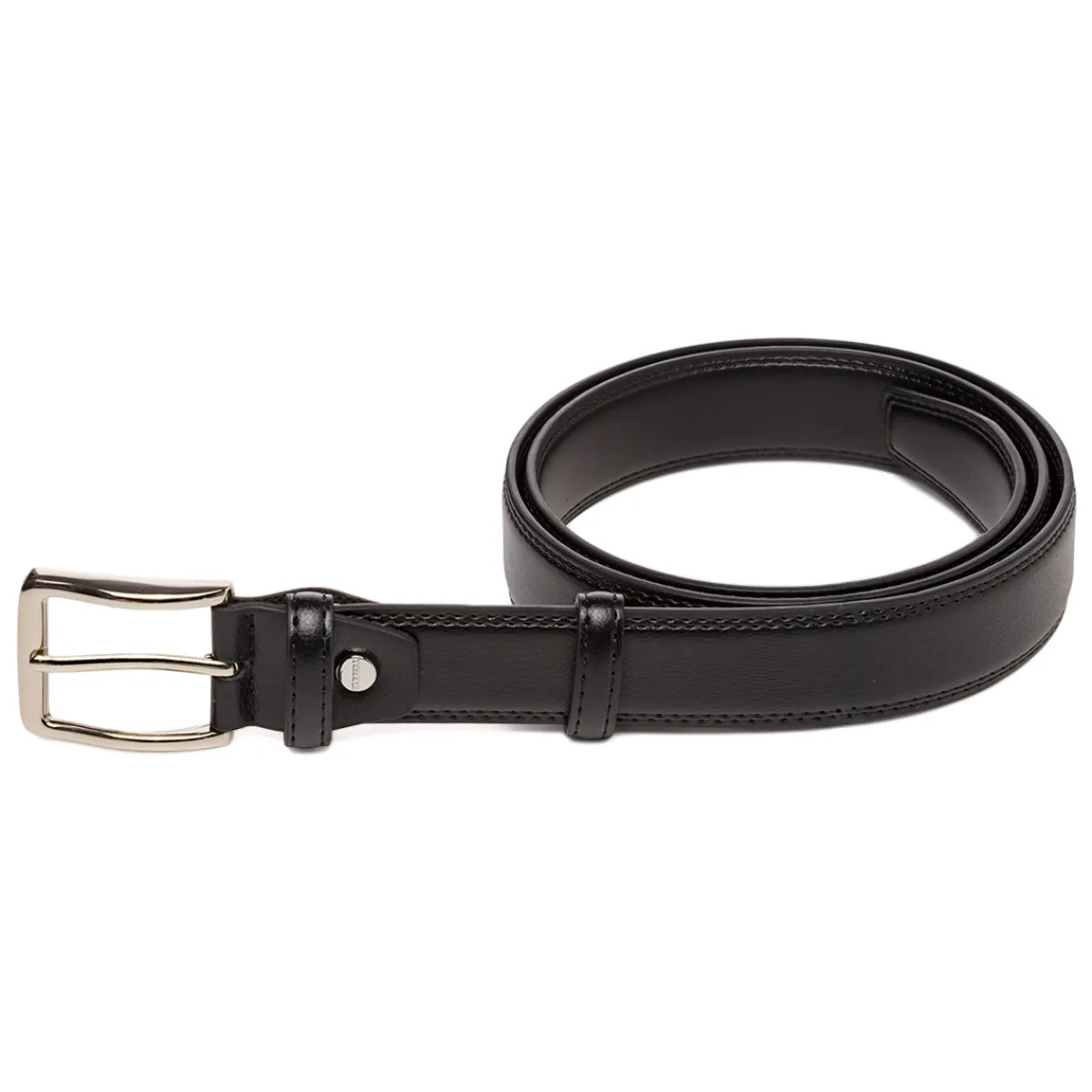 Discount Cintura da Uomo Nera con Fibbia in Metallo Lucido Uomo Cinture Uomo