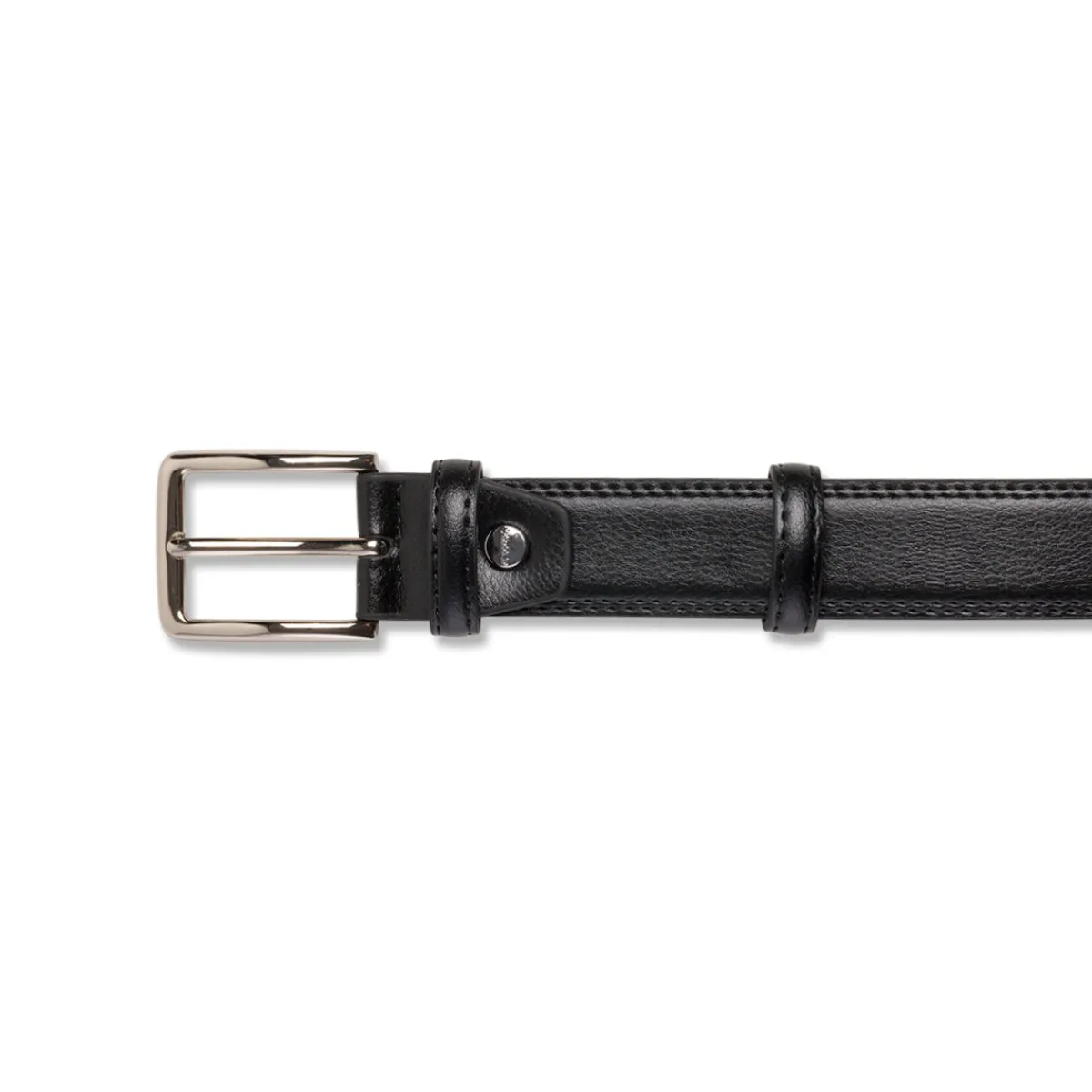 Discount Cintura da Uomo Nera con Fibbia in Metallo Lucido Uomo Cinture Uomo