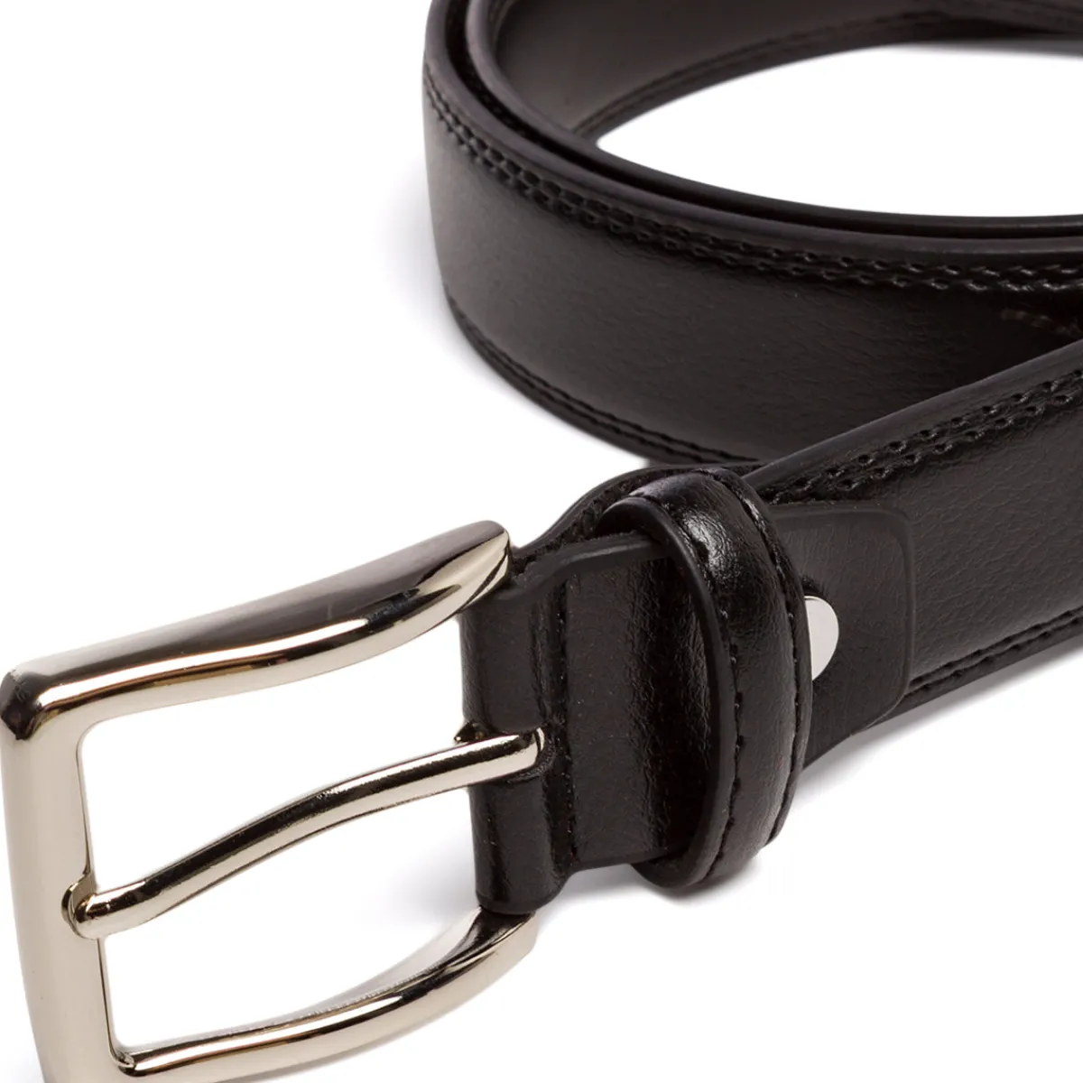 Discount Cintura da Uomo Nera con Fibbia in Metallo Lucido Uomo Cinture Uomo