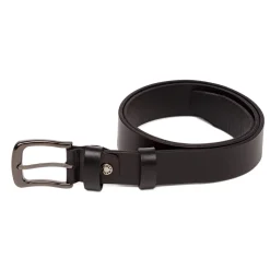 Cintura da Uomo Nera in Pelle con Fibbia Gunmetal Uomo Cinture Uomo|Accessori Cerimonia Uomo