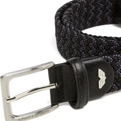 Sale Cintura intrecciata bicolore nera e blu da Uomo Uomo Cinture Uomo