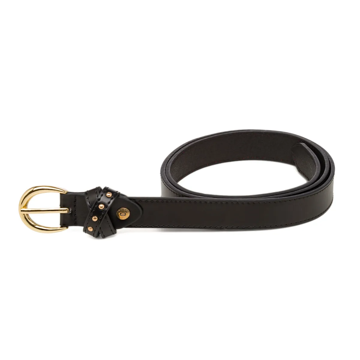 Hot Cintura nera da Donna con fibbia oro e dettaglio borchie Donna Cinture Donna