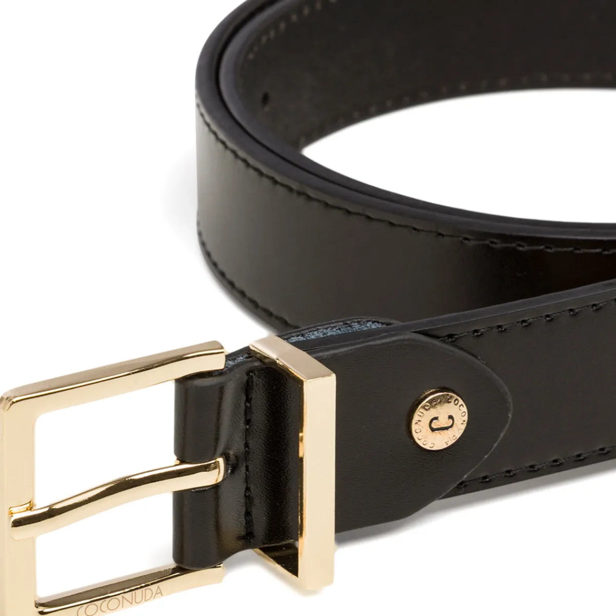 Best Cintura nera da Donna con fibbia dorata Donna Cinture Donna