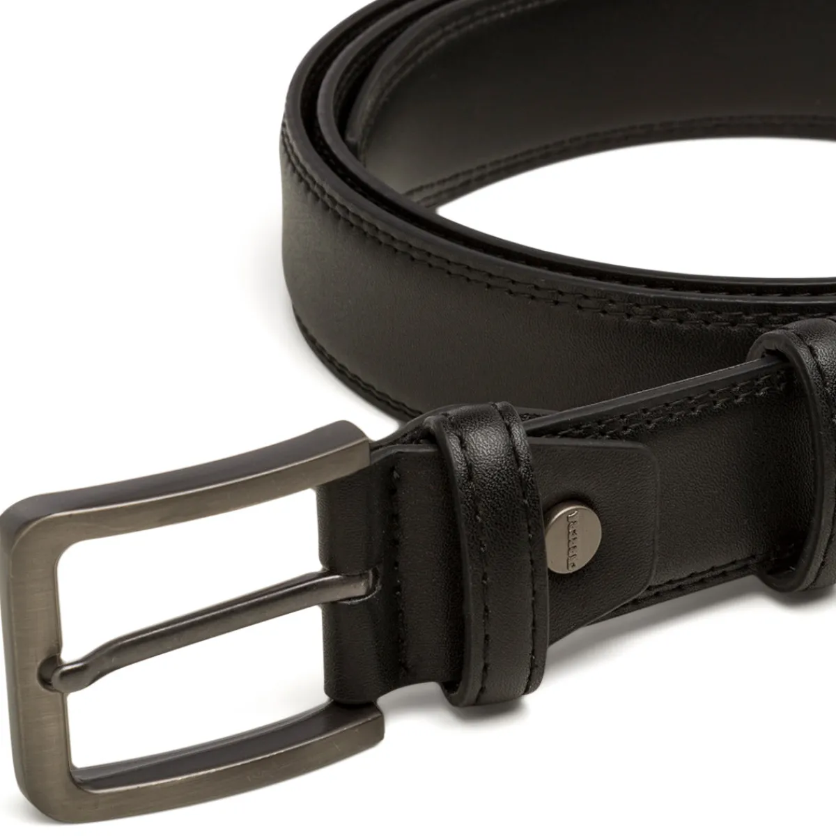 Outlet Cintura nera da Uomo in pelle con fibbia spessa in acciaio Uomo Cinture Uomo|Accessori Cerimonia Uomo