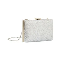 Outlet Clutch rigida Grigia da Donna con Strass frontali e chiusura a scatto Donna Clutch & Pochette|Borse Cerimonia