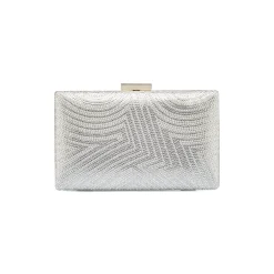Outlet Clutch rigida Grigia da Donna con Strass frontali e chiusura a scatto Donna Clutch & Pochette|Borse Cerimonia